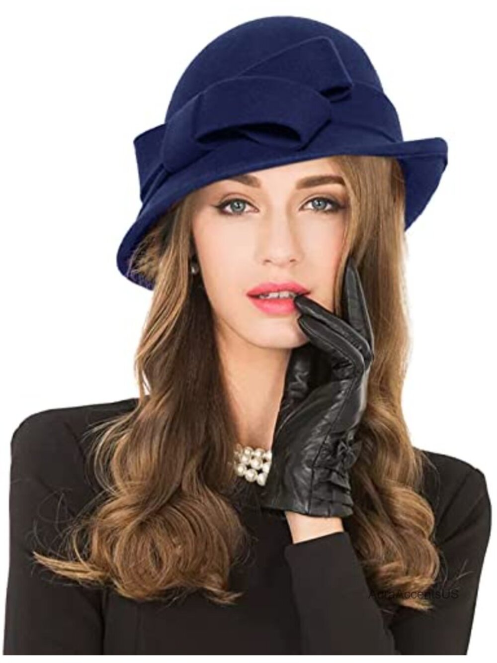Z&X Women Wool Felt Cloche Bucket Hat Vintage Gatsby Bow Church Wedding